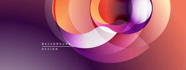 Poster - Abstract design features overlapping circles, gradients. Purple, orange hues create modern visual effect. Smooth transitions dominate composition.