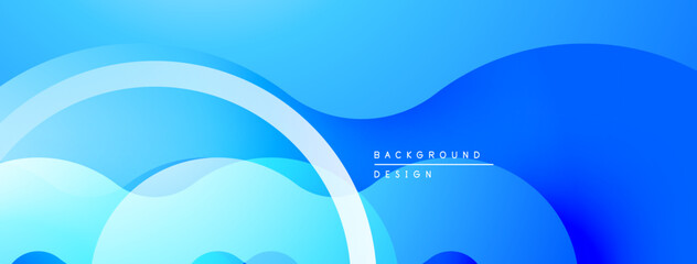 Poster - Abstract blue background. Overlapping shapes create dynamic, modern design. Smooth gradients offer visual interest. Minimalist aesthetic.