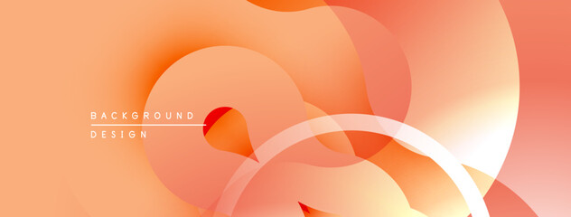 Aufkleber - Abstract orange background. Soft curves overlap, creating layered visual effect. Gradient shades provide depth, warmth. Minimalist design.