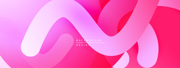 Aufkleber - Abstract pink waves create flowing background. Soft gradients, modern design, vibrant hues, smooth curves dominate composition.