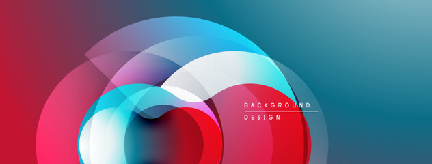 Aufkleber - Abstract composition. Overlapping translucent circles create dynamic visual effect. Gradient colors blend smoothly. Modern design element.