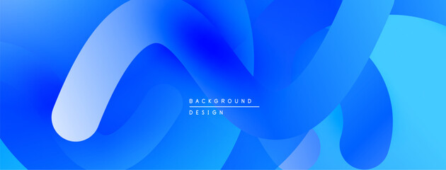 Poster - Abstract blue design. Smooth flowing shapes create dynamic visual effect. Modern background for digital projects.