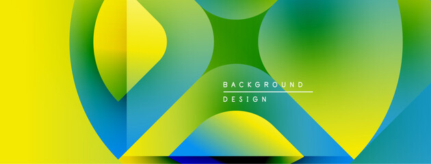 Aufkleber - Abstract vibrant design features overlapping colorful shapes. Yellow, green, blue gradients create dynamic visual effect. Modern background.