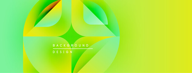 Fototapete - Abstract vibrant background. Fluid shapes blend green, yellow hues. Modern design suggests energy, movement, freshness. Minimal text present.