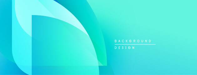 Leinwandbilder - Abstract turquoise layers create dynamic visual effect. Smooth gradients suggest movement, depth. Minimal text indicates design purpose.