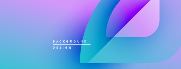 Aufkleber - Abstract gradient background. Blue, purple hues blend smoothly. Minimalist design features curved shapes, text overlay. Modern aesthetic.