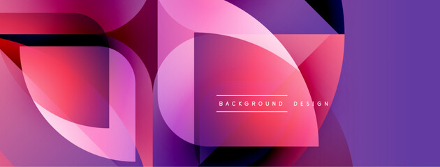Leinwandbilder - Abstract geometric shapes, vibrant pinks, purples, gradients. Modern design element for backgrounds, presentations. Smooth transitions, layered effect.