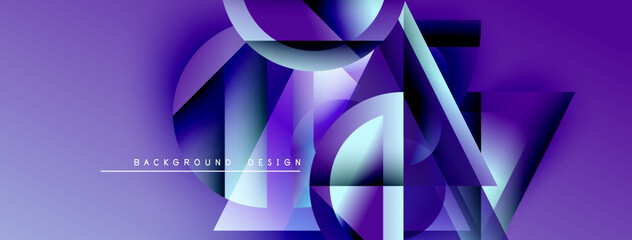 Leinwandbilder - Abstract purple design features geometric shapes, gradients, dynamic lines. Modern background suitable for digital projects.