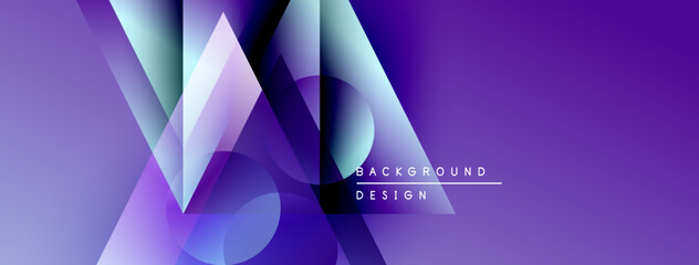 Fototapete - Abstract purple design features layered geometric shapes. Gradient colors create dynamic visual effect. Modern background suitable for various projects.