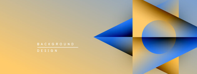Aufkleber - Abstract geometric design. Warm colors blend with cool blues. Minimalist composition, modern aesthetic, suitable for backgrounds.
