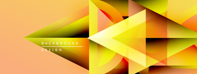 Aufkleber - Abstract geometric shapes, vibrant orange, yellow hues. Modern design, dynamic composition, smooth gradients create visual interest.