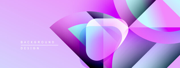 Leinwandbilder - Abstract shapes overlap, creating vibrant purple, pink, teal gradients. Modern design suggests technology, innovation, fluidity.