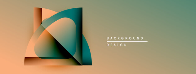 Aufkleber - Abstract geometric shapes overlap, creating layered visual effect. Warm, cool colors blend into gradient background. Minimalist design.