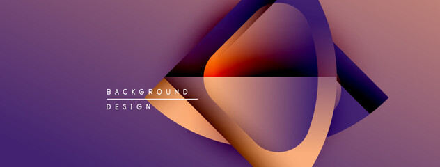 Leinwandbilder - Abstract geometric shapes overlap, creating vibrant purple, orange gradients. Modern design elements suggest dynamic movement, visual interest.