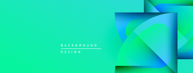 Aufkleber - Abstract gradient background. Overlapping shapes create dynamic visual effect. Turquoise, green hues dominate composition. Modern design element.