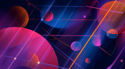 Poster - cosmic symphony: a vibrant and mesmerizing abstract digital artwork featuring interconnected spheres