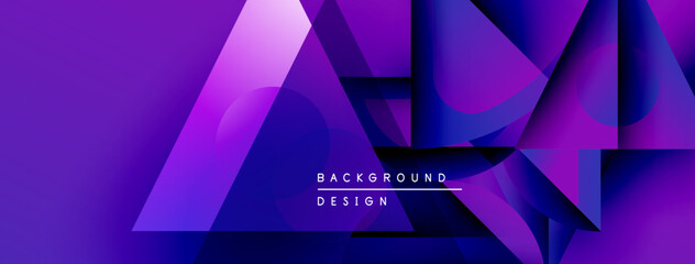 Leinwandbilder - Abstract purple design features overlapping geometric shapes. Gradient colors create dynamic visual effect. Modern background suitable for digital projects.