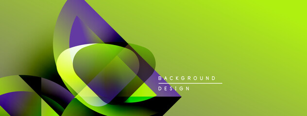 Leinwandbilder - Abstract vibrant design. Green, purple layers create dynamic flow. Modern background suitable for presentations, graphics.