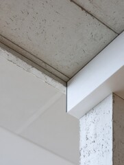 Aufkleber - Corner Detail Showcasing Drywall Profile System With Exposed Upper Zone in Modern Interior Architecture