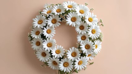 Wall Mural - charming daisy floral arrangement in a balanced circular design on a soft pastel background