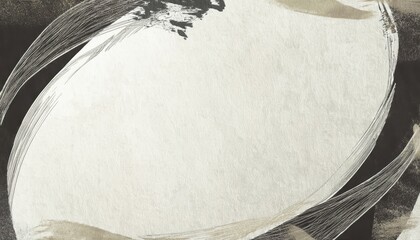 Poster - abstract ink brushstroke background with textured beige canvas center and sweeping black and taupe arcs for minimalist web design or elegant print branding

