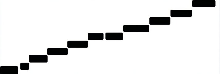 Poster - Abstract Ascending Blocks Line Art - Geometric design, upward movement, progress, growth, ambition. Symbolizing a journey, achievement, and future success