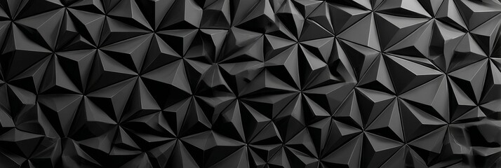 Poster - Abstract 3D Triangular Black Texture - Geometric, modern, dark, textured, 3D model. Symbolizes complexity, structure, depth, design, and artistry