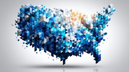 Poster - Striking blue and white abstract geometric pattern reflecting modern design aesthetics for economic analysis