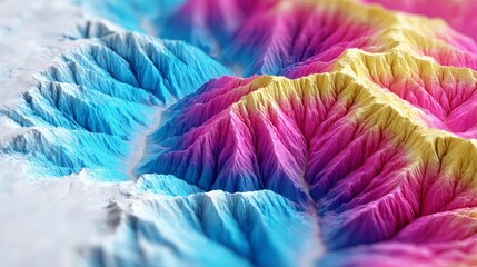 Poster - Abstract Colorful Mountain Range Art - Vibrant landscape, symbolizing creativity, imagination, growth, energy, and serenity. A visually stunning abstract mountain range in a spectrum of bold colors
