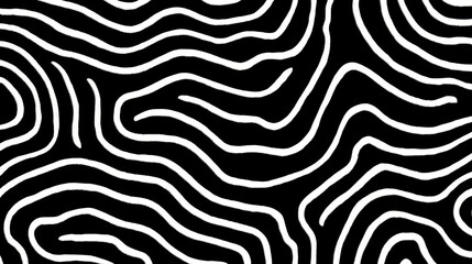 Poster - Abstract White Lines Digitally Designed Modern Art - Modern art featuring abstract white lines on a black background. Symbolizing flow, complexity, movement, pattern, and design
