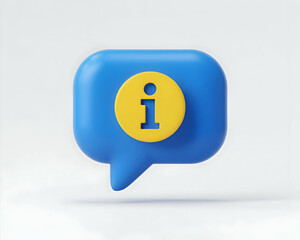 Poster - 3D Render of Blue Speech Bubble with Yellow Information Icon