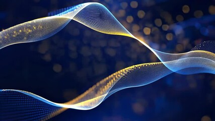 Fototapete - Intricate wave patterns with glowing particles create a captivating visual experience perfect for backgrounds or projects