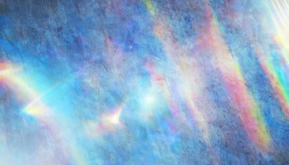 Poster - ethereal prism light rays over textured blue background for dreamy web design, digital art, and branding aesthetic

