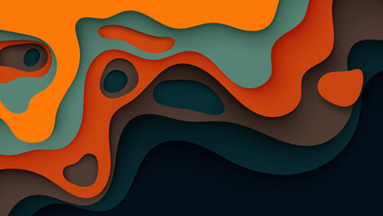 Wall Mural - colorful abstract papercut layered background with vibrant 3d waves