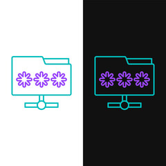 Aufkleber - Line Folder with password notification icon isolated on white and black background. Cyber defense. Security, safety, protection concept. Colorful outline concept. Vector