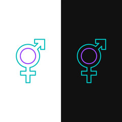 Poster - line gender icon isolated on white and black background. symbols of men and women. sex symbol. color