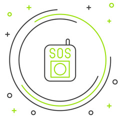 Fototapete - Line Press the SOS button icon isolated on white background. Colorful outline concept. Vector