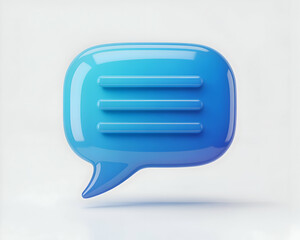Poster - Glossy Blue 3D Speech Bubble Message Icon Illustration