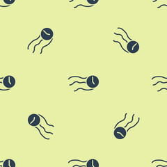 Poster - Blue Time flies on the clock icon isolated seamless pattern on yellow background. Vector