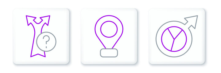 Fototapete - Set line Financial growth, Arrow and Location icon. Vector