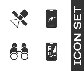 Poster - set city map navigation, satellite, binoculars and icon. vector