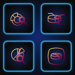Fototapete - Set line Pie chart infographic, Search data analysis, and . Gradient color icons. Vector
