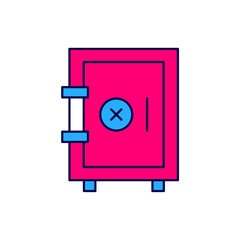 Poster - Filled outline Safe icon isolated on white background. The door safe a bank vault with a combination lock. Reliable Data Protection. Vector