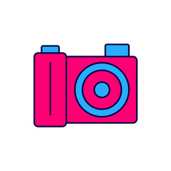 Poster - Filled outline Photo camera icon isolated on white background. Foto camera. Digital photography. Vector