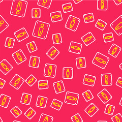 Poster - Line Male toilet icon isolated seamless pattern on red background. WC sign. Washroom. Vector