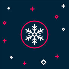  - Line Snowflake icon isolated on blue background. Merry Christmas and Happy New Year. Colorful outline concept. Vector