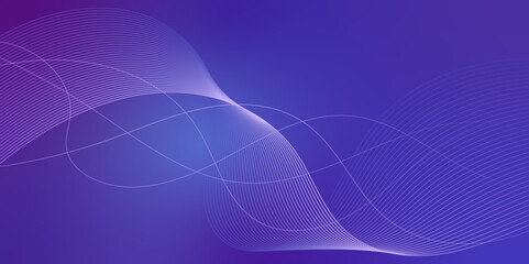 Poster - Gradient dark blue background with line waves 3d gradient. can be used for backgrounds. 3d white line waves.