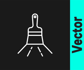 Poster - White line Paint brush icon isolated on black background. Vector