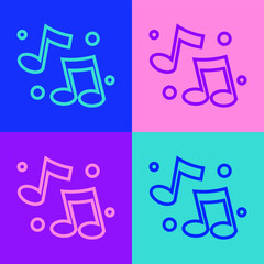 Poster - Pop art line Music note, tone icon isolated on color background. Vector