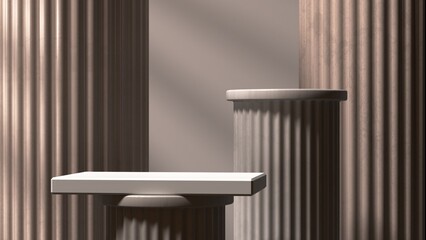 Poster - 3d image of classical columns with modern display pedestal